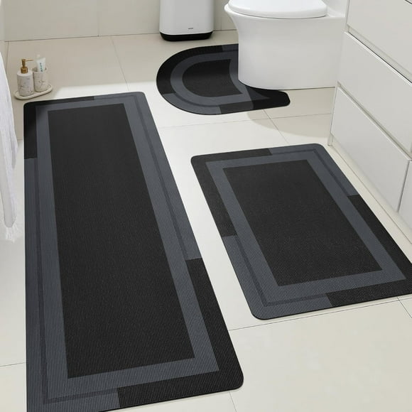 ACCUMTEK Ultra Thin Bath Mats Fit Under Door Piece, Upgrade Backing Non Slip Bath Mat, Quick Dry Absorbent Bath Mat, Machine Washable Bathroom Rugs for Bathroom Floor, Bathtub, Kitchen,