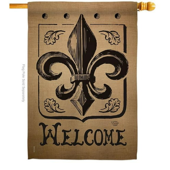 Ornament Collection H191211-BO Welcome Fleur De Lys Country Living 28 x 40 in. Double-Sided Decorative Vertical House Flags for Decoration Banner Garden Yard Gift