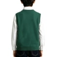 thumbnail image 4 of SERTGUTR Boys V Neck Sweater Vest Full Argyle Pattern Ribbed Trim Sleeveless Knit Pullover Classic School Uniform Everyday Layering Top, 4 of 5