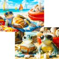 thumbnail image 1 of Puzzle Pixlora, paquete de 2 unidades, 1000 piezas, tortugas marinas, playa, 68 x 49 cm, 1 of 5