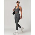 thumbnail image 4 of IDOPIP 2 Piece Workout Sets for Women Seamless Halter V-Neck Tank Top Scrunch Butt Lifting High Waist Leggings Gym Sets Active Wear Sports Outfit L Grey, 4 of 8