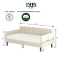 thumbnail image 3 of Same as B083121461 Elena Twin Size Beige Velvet Upholstered Daybed, Ribbed Tufted Backrest, Daybed in Lavish Modern Design, Richly Hued Foam Comfort, 3 of 8