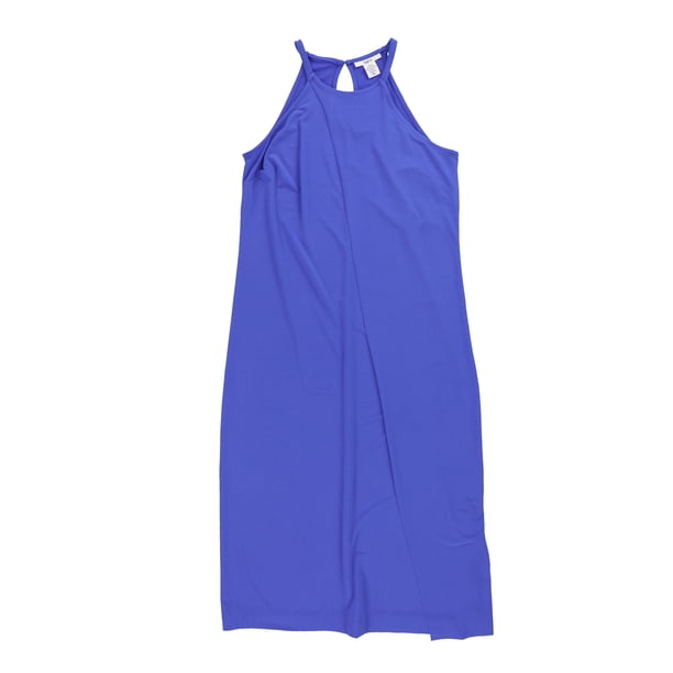 bar III Vestido recto cruzado de imitación para mujer, azul, XX-Small