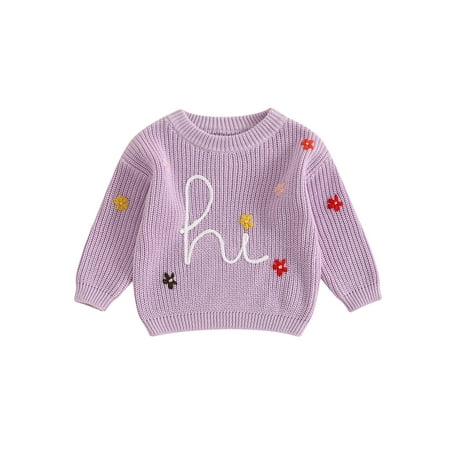 

Lesimsam Baby Girl Sweater 3M 6M 9M 12M 18M 2T 3T Long Sleeve Crew Neck Flower Winter Warm Knit Pullover Sweater Newborn Infant Clothing