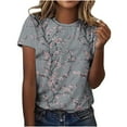 thumbnail image 1 of Pisexur Hauts d'Été pour Femmes, Blouses Habillées Décontractées pour Femmes, Hauts à la Mode pour Femmes, Chandail Décontracté Imprimé à Manches Courtes Col Rond, Grande Taille pour Femmes Multicolore, L, 1 of 6