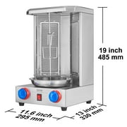 KFFKFF Vertical Chicken Grill Gas Shawarma Grill Machine Countertop BBQ Rotisserie Stainless Steel Body wih 2 Burners for Restaurant Dinner Home Kitchen