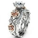 thumbnail image 1 of Conjunto de dos piezas de anillo con gemas de cristal de dos colores y diamantes de Europa y Estados Unidos, 1 of 5