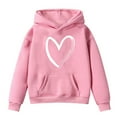 thumbnail image 3 of Kiijoy Little Girl's Graphic Hoodie Heart Print Oversized Hooded Sweatshirt, Sizes 6-7, 3 of 3
