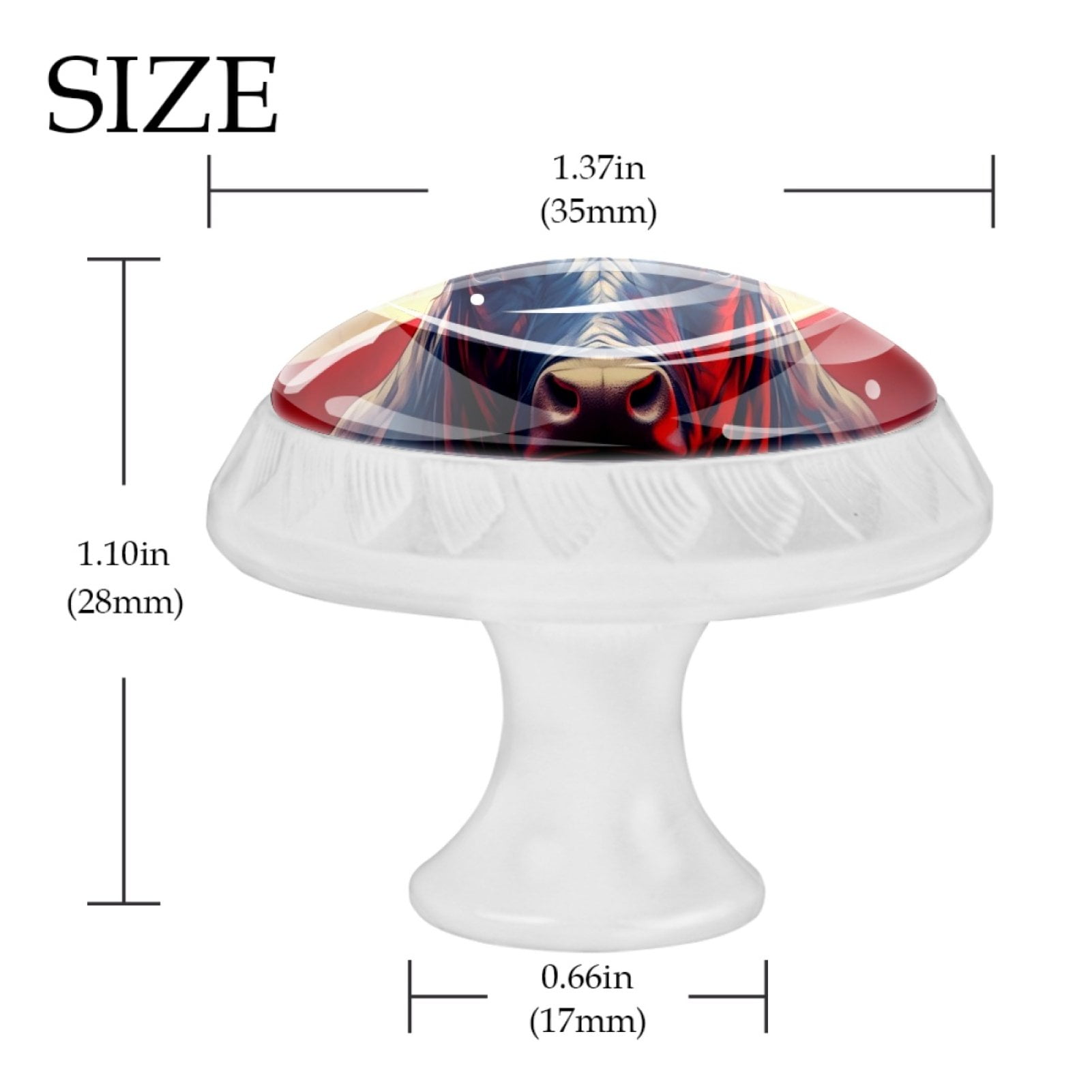 4 Pcs Cow American Flag Knobs for Kitchen Cabinet Cupboard Dresser Bookcase Drawer Pulls Handles Round Home Decor