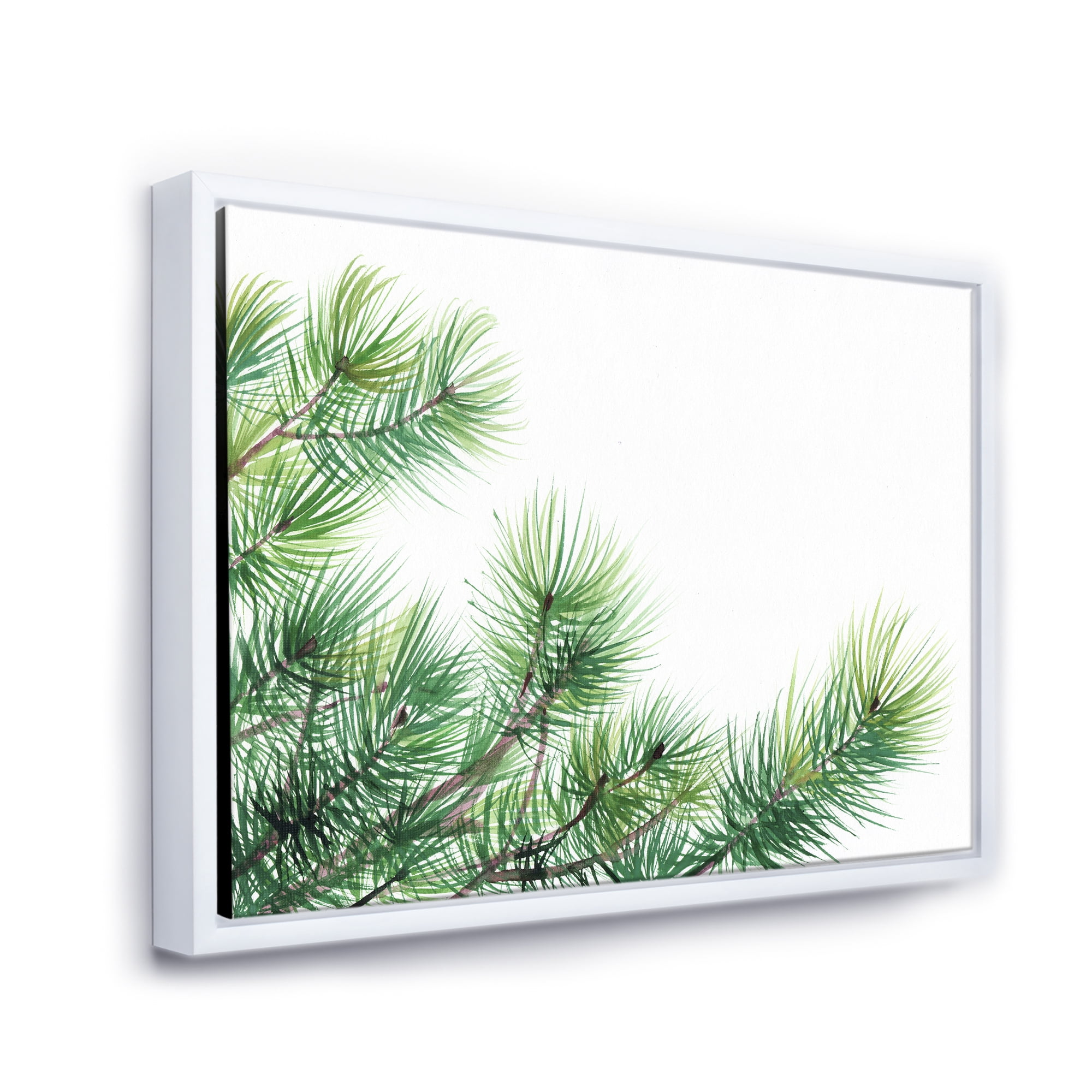 Designart 'Close Up Pine Tree Branches' Traditional Framed Canvas Wall Art Print