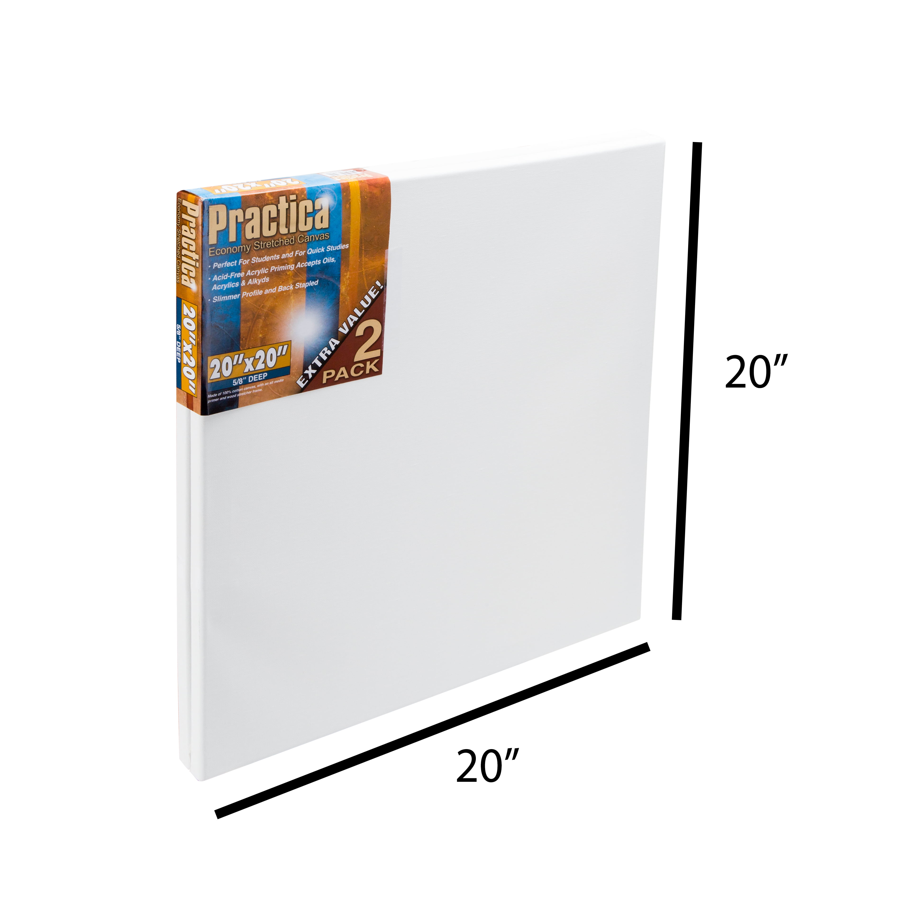 Economy Stretched Canvas : 18 X 24 Box of 20 : 5/8 Econo White