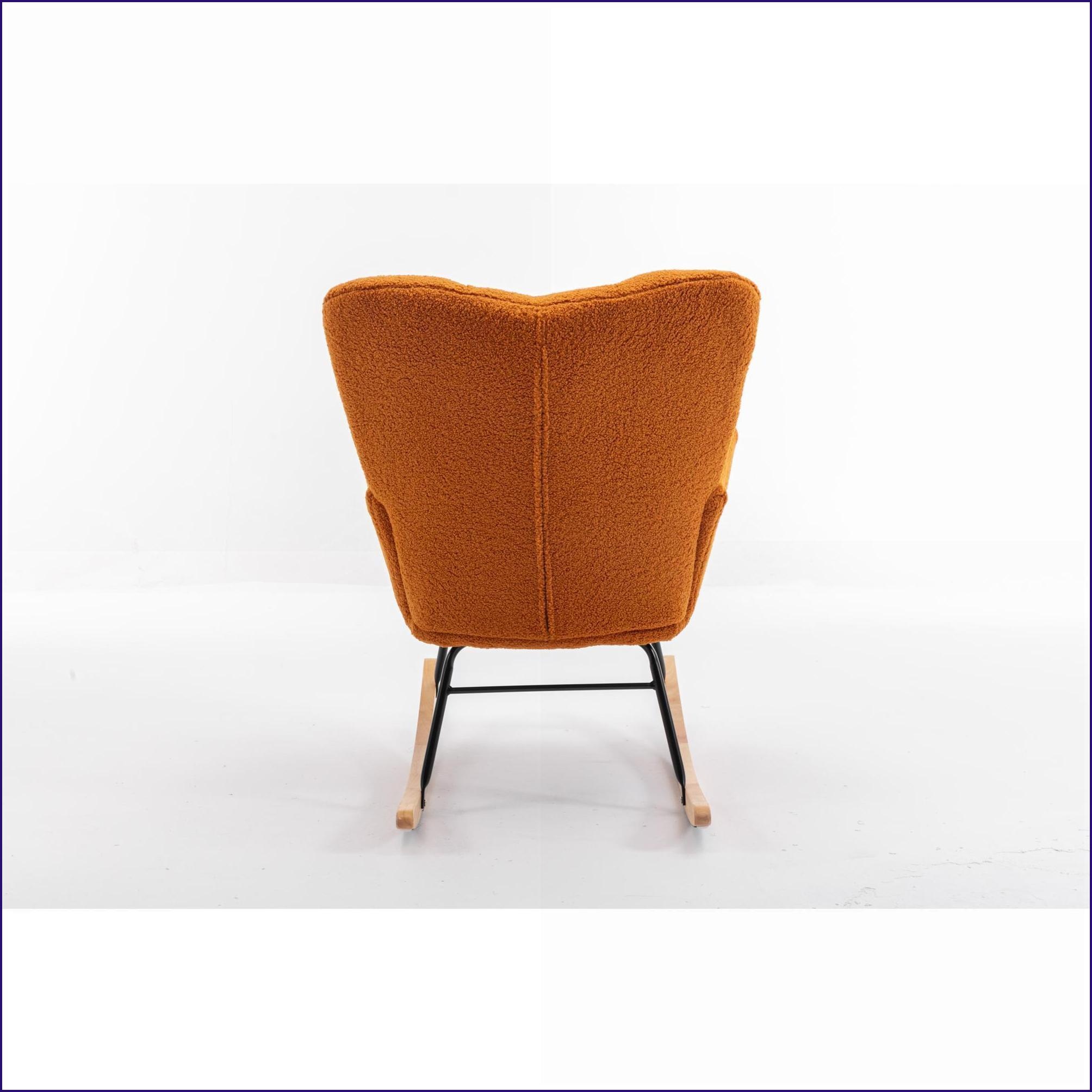 Rocking Chair, Caramel Teddy Fabric Nursery Glider for Living Room | Teddy | Foam