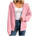 thumbnail image 2 of Caywon Women's Full-Zip Hoodie Sweatshirt, Relaxed Fit Long Sleeve Hooded Top with Kangaroo Pockets, Solid Color Casual Athletic Jacket for Workout, Lounge & Daily Wear, 2 of 7