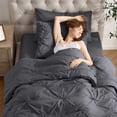 thumbnail image 3 of Virtu Twin Comforter Set, 7pc Bed in a Bag, Pleated Bedding Comforter Sets with Sheets, Dark Grey, 3 of 10