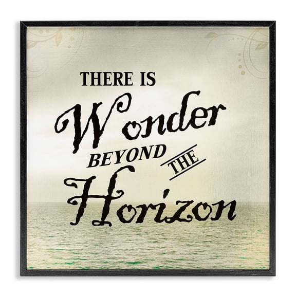 Stupell Industries Cottage There Is Wonder Inspirational Word Ocean Beach Design Black Framed Giclee Art, 12 x 12, by Kim Allen