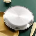 thumbnail image 2 of 20cm Stainless Steel Bone Spitting Dish Silver Shallow Tray Metal Dining Disc Round Plate Dessert Tableware, 2 of 4