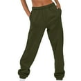 thumbnail image 2 of Christmas Winter Cotton Full-Length Oversized Athletic Yoga Sweatpants for Women Green Activewear Solid Color Women's Thin High Waisted Loose Comfortable Jogging Pants With Pockets Casual S, 2 of 6