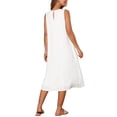 thumbnail image 3 of Vestidos de lino para mujer INSPIRE CHIC, con cuello redondo, corte holgado, sin mangas, vestidos de verano casuales con bolsillos, color blanco S, 3 of 6