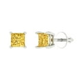 thumbnail image 2 of 0.5 Ct Princess Cut Studs Yellow Natural Citrine 14K White Solid Solid Gold Everyday Dainty Earrings Screw Back, 2 of 7