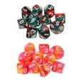 thumbnail image 1 of 20 piezas dados poliédricos D10 de doble Color para DND RPG naranja rojo, 1 of 9