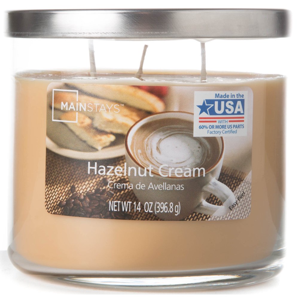 Mainstays 14 Ounce Hazelnut Cream Chrome Lid Jar Candle
