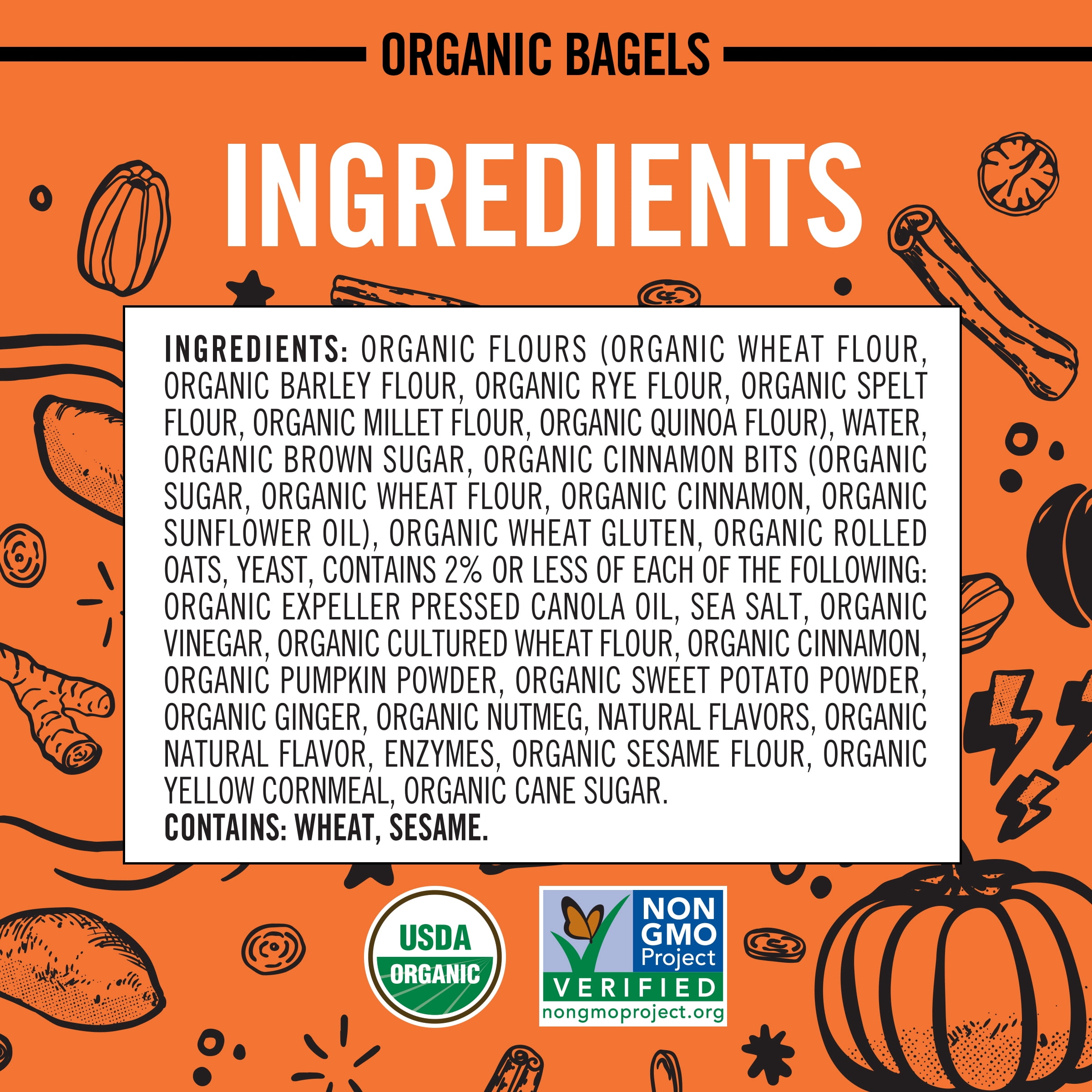 Dave's Killer Bread Pumpkin Spice Madness Bagels, Limited Edition Organic Bagels, 5 Count