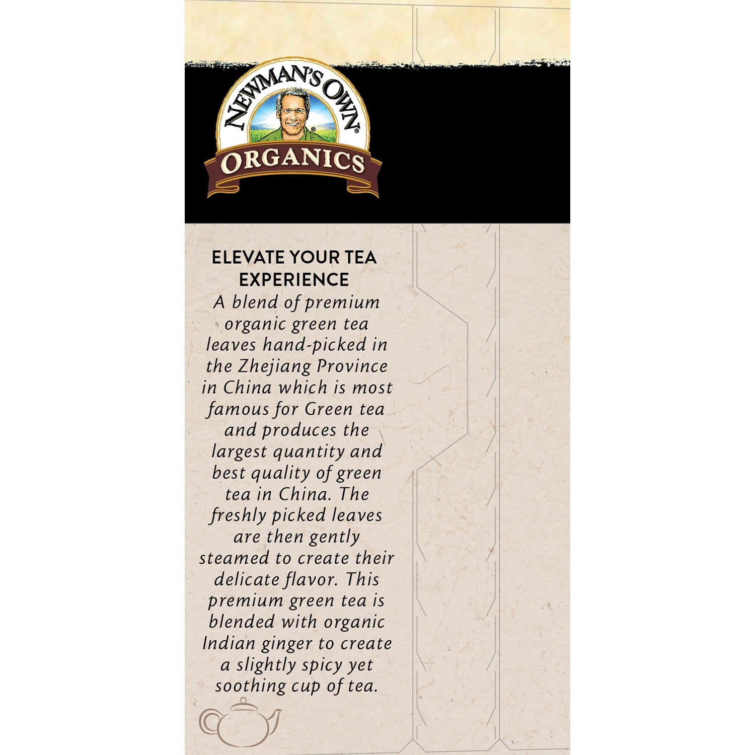 Newman's Own Organic Ginger Green Tea Green Tea with 20 Individually Wrapped Tea Bags Per Box (Pack of 6) USDA Certified Contains Caffeine Brew Hot