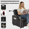 thumbnail image 3 of Upholstered Futon Sofa Bed 3-in-1 with USB Charging, Cup Holder & Phone Stand, Convertible Sleeper, Gray, 3 of 9
