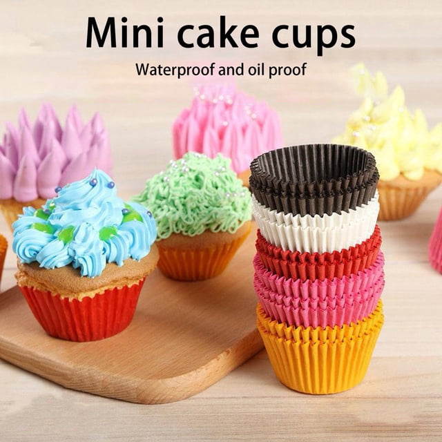 HLONK 1000Pcs Cake Cups Food Grade Disposable DIY Paper 25x20mm Mini Cupcake Liners Kitchen Baking Tool for Restaurant