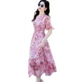 thumbnail image 2 of Elegant Midi Length Floral Dress in Summer 2025 French High Waist Style, 2 of 6