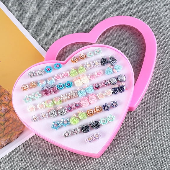 LOLIPPYY Women's Assorted Color Cartoon Plastic Earrings, Fashionable Ear Decorations, 2 Pieces Set