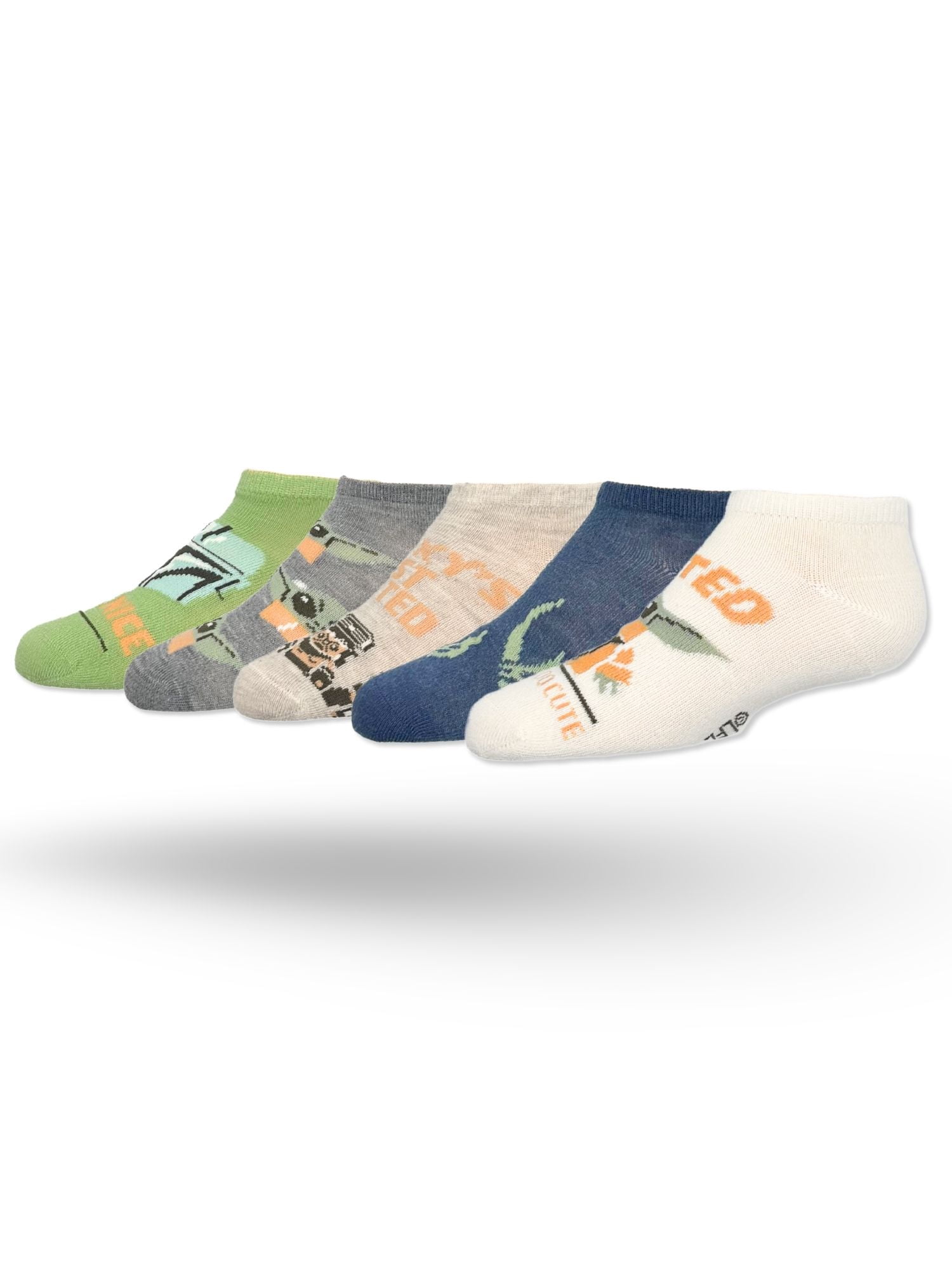 Star Wars the Mandalorian & Grogu Boys No-Show Socks, 5-Pack, Sizes S/M-M/L