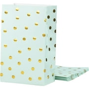 Angle View: 24 Pack Mint Green Party Favor Paper Gift Bags for Birthday, Wedding & Baby Shower Goodie Supplies, Polka Dot Design, 5.5 x 8.6 x 3 in