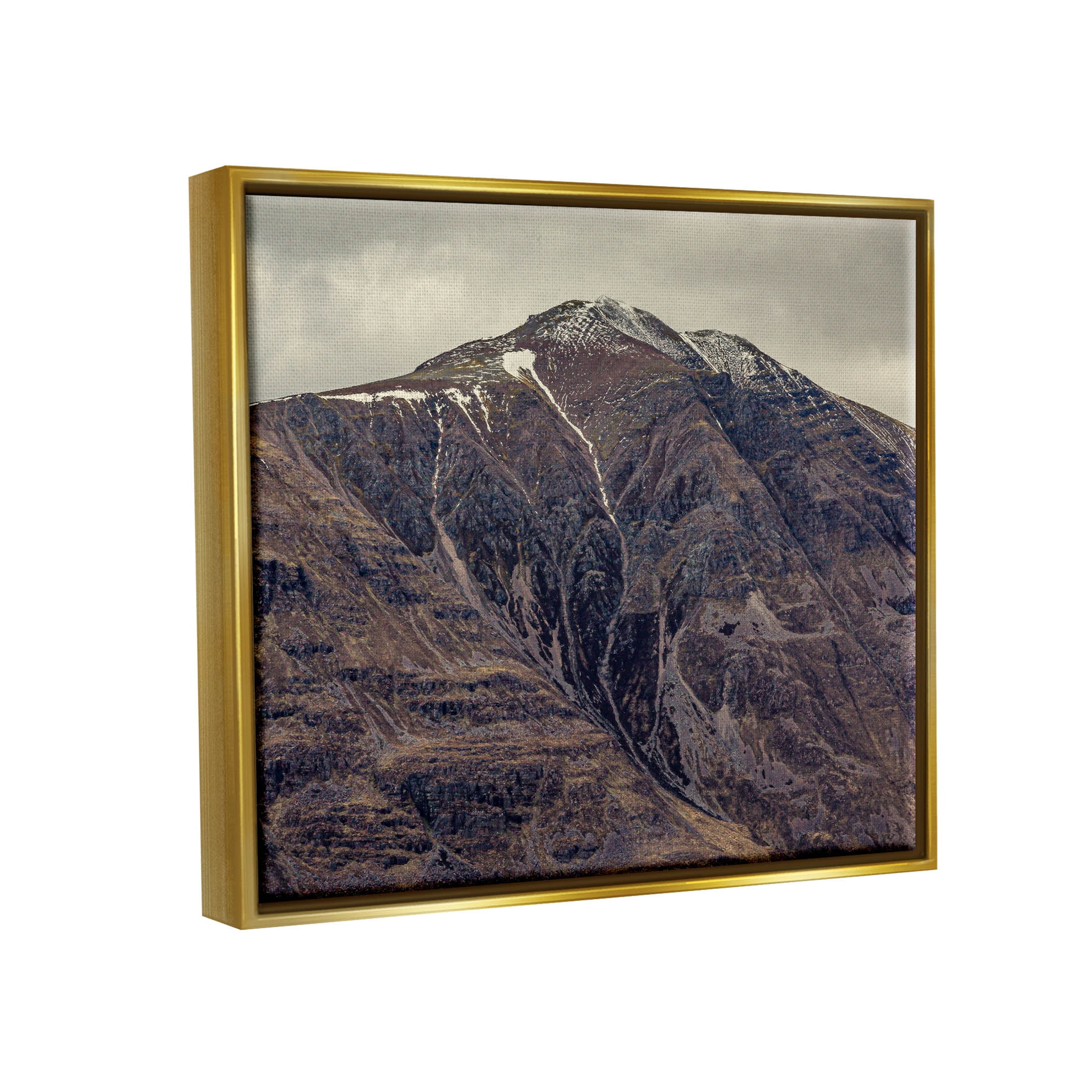 Stupell Industries Cloudy Mountain Peak Slope Photograph Metallic Gold Floating Framed Canvas Print Wall Art, Design by Lil' Rue