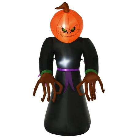 HomCom Pumpkin Reaper Light Up Halloween Yard Inflatable  with LED Lights including Fan 7