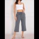 thumbnail image 4 of Pantalones de Cintura Alta para Mujer, Cómodos, Informales, Holgados, con Cordón, Botones y Bolsillos. Gris Oscuro L, 4 of 10