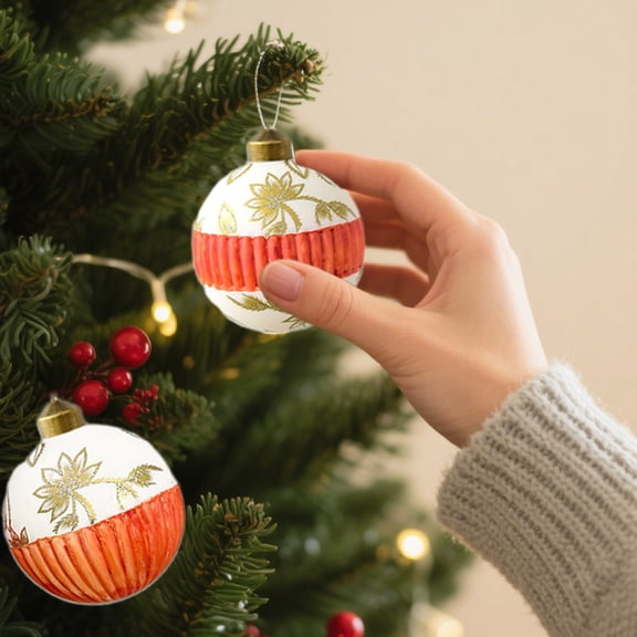 2 Pack Shiny Glass Christmas Ornaments Glitter Hanging Balls For Tree And Window Decoration Elegant Holiday Party And Gift Display