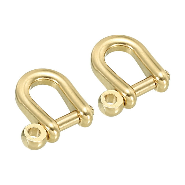 Unique Bargains D-Ring Shackle, 2 Pack 6mm Inner Width Solid Brass Screw Hook Small Bow Shackles