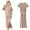 Khaki, variant on Gyujnb Girls Outfits Soft Ribbed Round Neck Short Sleeve Long Pants Set Casual Comfortable Loungewear for Toddler and Kids,Kids Pajama Sets,Size:6-7 Years
