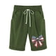 thumbnail image 1 of Pantalones Elásticos de la Cintura para las Mujeres Impresos Medias Pantalones Cortos, Bolsillos Casuales Poliéster para Toda la Temporada, 1 of 3