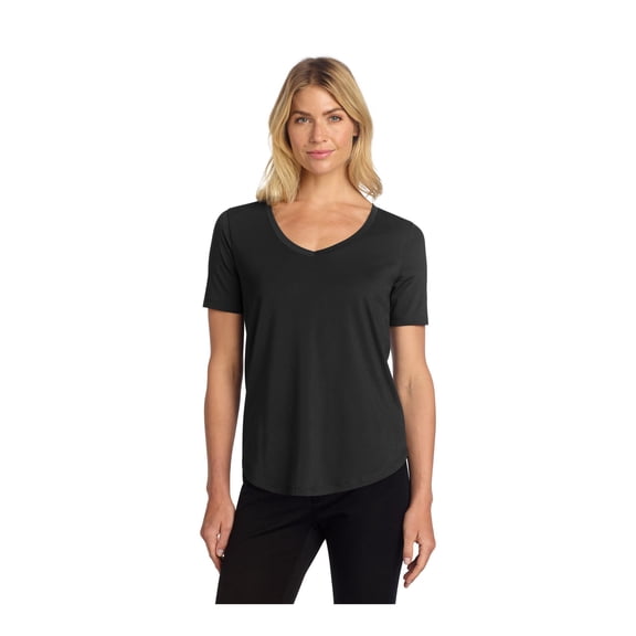 MERCER METTLE Women's Stretch Jersey Relaxed Scoop | Soft & Lightweight T-Shirt for Women, Elevated Basic Tee for Work - Deep Black 3XL