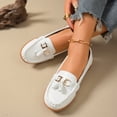 thumbnail image 4 of CushHide Women's Ballet Flats Slip On White with Metal Buckle and Tassel Comfortable Casual Dress Shoes Microfiber Leather Loafers for Work, 4 of 9
