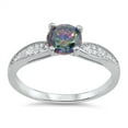 thumbnail image 4 of Multi-color CZ Solitaire Ring .925 Sterling Silver Cluster Band Black Jewelry Female Size 7, 4 of 4