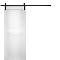 Modern Barn Door 28 x 96 inches / Mela 7444 White Silk / 6.6FT Rail Track Heavy Hardware Set / Solid Panel Interior Doors
