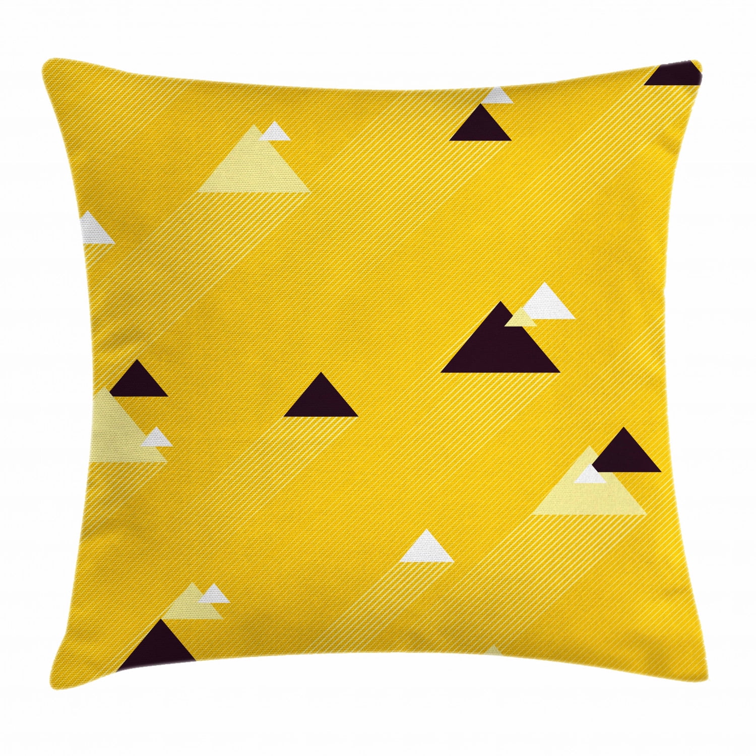 Vintage Yellow Throw Pillow Cushion Cover, Big and Small Diagonal