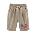 thumbnail image 4 of IROINNID Savings Bermuda Shorts for Women Summer Printed Five Points Large Size Cotton Linen Pants Pants Shorts,Khaki, 4 of 6