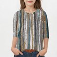 thumbnail image 2 of COM1950s Chemises pour Filles, Mode Enfants Femme Col Rond T-Shirt Imprimé Manches 3/4 Blouse, 2 of 9