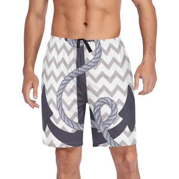 GZHJMY Anchor Pajama Pants Short for Men, Lounge Pants Lightweight Men Pajama Bottoms with Drawstring Pockets, Christmas New Year Birthday Gifts, Large