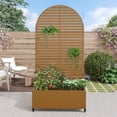 thumbnail image 3 of MAYEERTY 72x35x16 Inch Brown Metal Arched Planter Box with Trellis for Outdoor Garden & Patio, 3 of 6