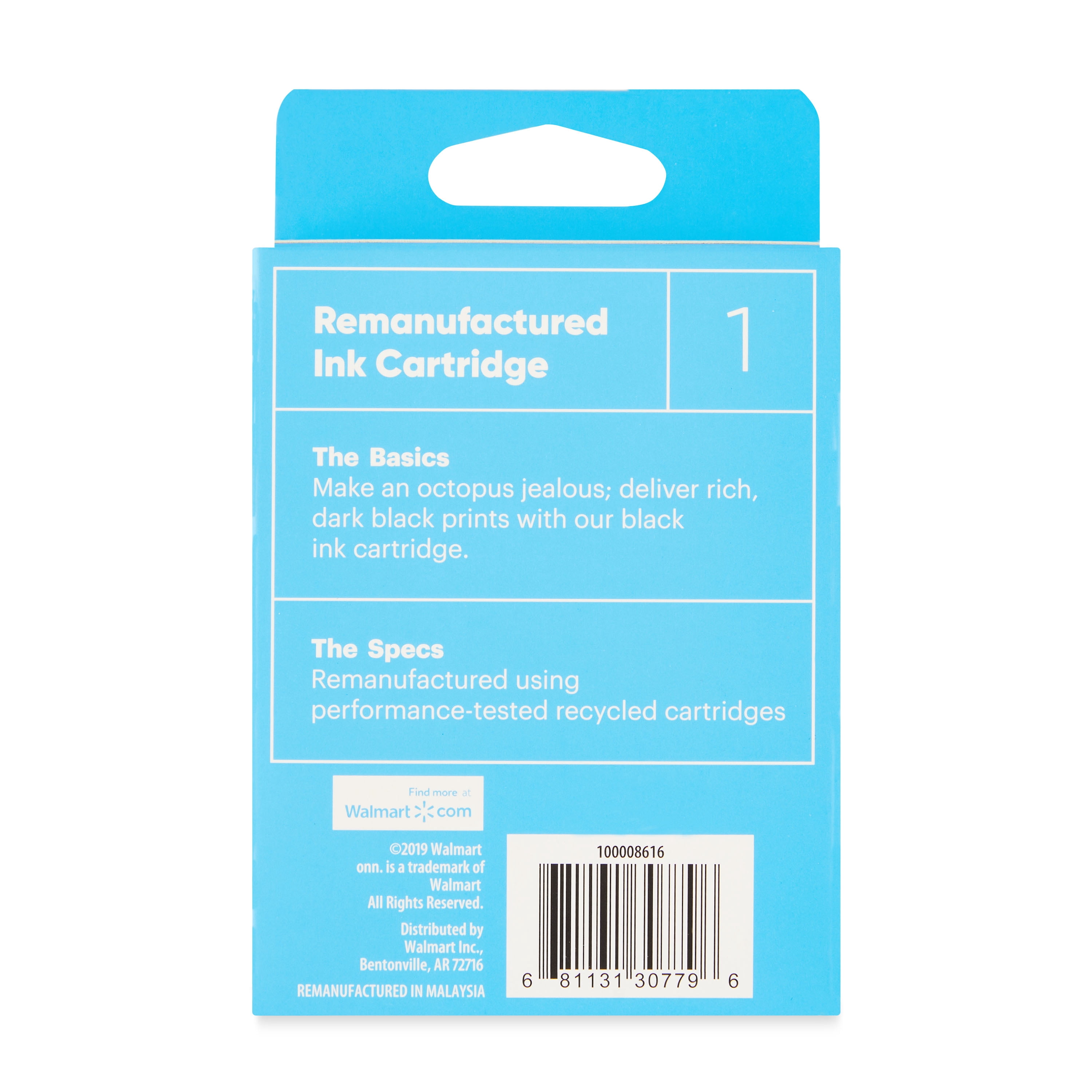 onn. Remanufactured Ink Cartridge, HP 62XL Black, 1 Cartridge